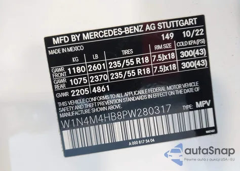 2023 Mercedes-Benz Glb 250 4Matic from USA, damaged, VIN W1N4M4HB8PW280317